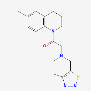 molecular formula C17H22N4OS B3804110 N-methyl-2-(6-methyl-3,4-dihydroquinolin-1(2H)-yl)-N-[(4-methyl-1,2,3-thiadiazol-5-yl)methyl]-2-oxoethanamine 