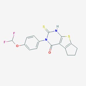 molecular formula C16H12F2N2O2S2 B380413 3-[4-(difluoromethoxy)phenyl]-2-sulfanyl-3,5,6,7-tetrahydro-4H-cyclopenta[4,5]thieno[2,3-d]pyrimidin-4-one 