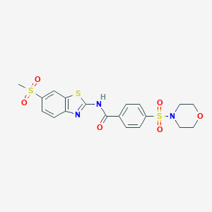 molecular formula C19H19N3O6S3 B380414 N-(6-(甲磺酰基)苯并[d]噻唑-2-基)-4-(吗啉磺酰基)苯甲酰胺 CAS No. 326907-57-7