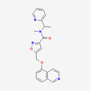 molecular formula C22H20N4O3 B3804195 5-[(5-isoquinolinyloxy)methyl]-N-methyl-N-[1-(2-pyridinyl)ethyl]-3-isoxazolecarboxamide 