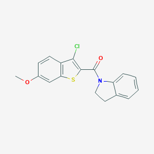 molecular formula C18H14ClNO2S B380420 1-[(3-Chloro-6-methoxy-1-benzothien-2-yl)carbonyl]indoline CAS No. 326882-43-3