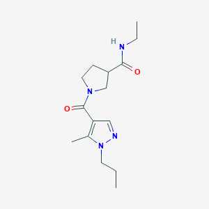 molecular formula C15H24N4O2 B3804218 N-ethyl-1-[(5-methyl-1-propyl-1H-pyrazol-4-yl)carbonyl]pyrrolidine-3-carboxamide 