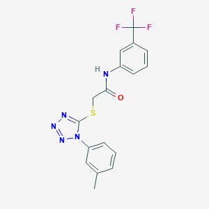 molecular formula C17H14F3N5OS B380422 2-{[1-(3-methylphenyl)-1H-tetraazol-5-yl]sulfanyl}-N-[3-(trifluoromethyl)phenyl]acetamide 