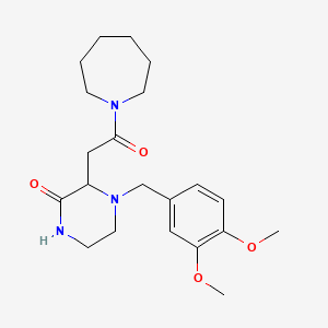 molecular formula C21H31N3O4 B3804260 3-[2-(1-azepanyl)-2-oxoethyl]-4-(3,4-dimethoxybenzyl)-2-piperazinone 