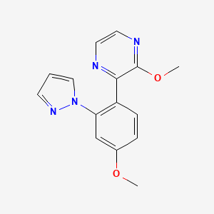 molecular formula C15H14N4O2 B3804268 2-methoxy-3-[4-methoxy-2-(1H-pyrazol-1-yl)phenyl]pyrazine 