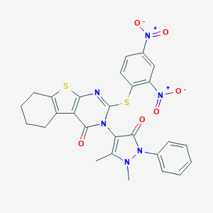 2-({2,4-bisnitrophenyl}sulfanyl)-3-(1,5-dimethyl-3-oxo-2-phenyl-2,3-dihydro-1H-pyrazol-4-yl)-5,6,7,8-tetrahydro[1]benzothieno[2,3-d]pyrimidin-4(3H)-one