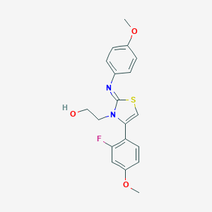 molecular formula C19H19FN2O3S B380429 2-[(2Z)-4-(2-fluoro-4-methoxyphenyl)-2-[(4-methoxyphenyl)imino]-1,3-thiazol-3(2H)-yl]ethanol 