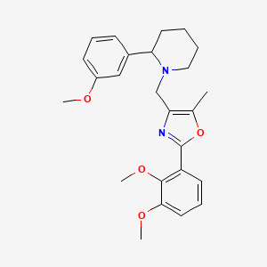 molecular formula C25H30N2O4 B3804319 1-{[2-(2,3-dimethoxyphenyl)-5-methyl-1,3-oxazol-4-yl]methyl}-2-(3-methoxyphenyl)piperidine 