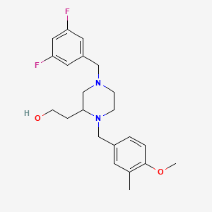 molecular formula C22H28F2N2O2 B3804324 2-[4-(3,5-difluorobenzyl)-1-(4-methoxy-3-methylbenzyl)-2-piperazinyl]ethanol 