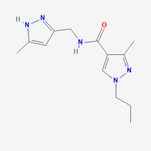 molecular formula C13H19N5O B3804326 3-methyl-N-[(3-methyl-1H-pyrazol-5-yl)methyl]-1-propyl-1H-pyrazole-4-carboxamide 