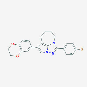 molecular formula C23H20BrN3O2 B380434 1-(4-Bromophenyl)-4-(2,3-dihydro-1,4-benzodioxin-6-yl)-5,6,7,8-tetrahydro-2,2a,8a-triazacyclopenta[cd]azulene 