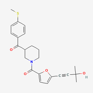 molecular formula C23H25NO4S B3804340 {1-[5-(3-hydroxy-3-methyl-1-butyn-1-yl)-2-furoyl]-3-piperidinyl}[4-(methylthio)phenyl]methanone 