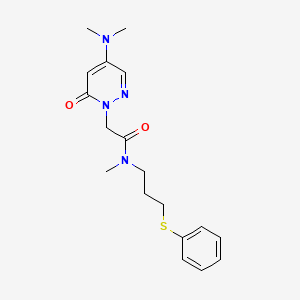 molecular formula C18H24N4O2S B3804382 2-[4-(dimethylamino)-6-oxo-1(6H)-pyridazinyl]-N-methyl-N-[3-(phenylthio)propyl]acetamide 