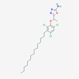 molecular formula C25H38Cl3N3O2 B038044 5-(1-(2,4,6-Trichloro-3-pentadecylphenoxy)ethyl)-1,3,4-oxadiazol-2-amine CAS No. 111253-96-4