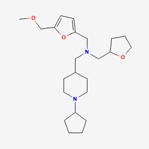 molecular formula C23H38N2O3 B3804417 1-(1-cyclopentyl-4-piperidinyl)-N-{[5-(methoxymethyl)-2-furyl]methyl}-N-(tetrahydro-2-furanylmethyl)methanamine 