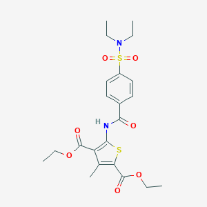 molecular formula C22H28N2O7S2 B380444 diethyl 5-(4-(N,N-diethylsulfamoyl)benzamido)-3-methylthiophene-2,4-dicarboxylate CAS No. 315677-60-2