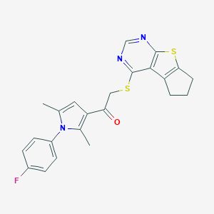 1-[1-(4-Fluorophenyl)-2,5-dimethylpyrrol-3-yl]-2-(7-thia-9,11-diazatricyclo[6.4.0.02,6]dodeca-1(8),2(6),9,11-tetraen-12-ylsulfanyl)ethanone