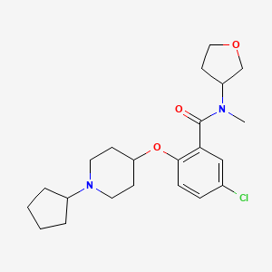 molecular formula C22H31ClN2O3 B3804479 5-chloro-2-[(1-cyclopentyl-4-piperidinyl)oxy]-N-methyl-N-(tetrahydro-3-furanyl)benzamide 