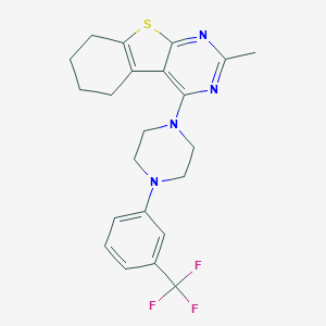 molecular formula C22H23F3N4S B380448 2-Methyl-4-{4-[3-(trifluoromethyl)phenyl]-1-piperazinyl}-5,6,7,8-tetrahydro[1]benzothieno[2,3-d]pyrimidine 