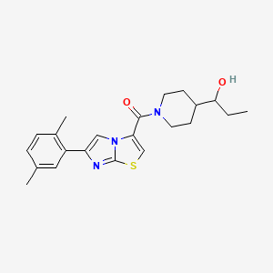 molecular formula C22H27N3O2S B3804531 1-(1-{[6-(2,5-dimethylphenyl)imidazo[2,1-b][1,3]thiazol-3-yl]carbonyl}-4-piperidinyl)-1-propanol 