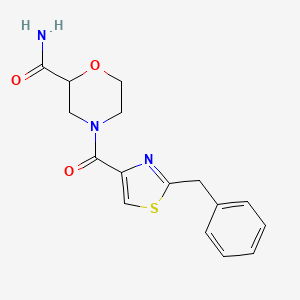molecular formula C16H17N3O3S B3804536 4-[(2-benzyl-1,3-thiazol-4-yl)carbonyl]-2-morpholinecarboxamide 
