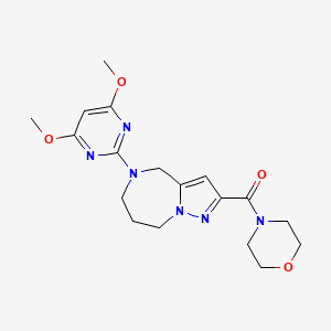 molecular formula C18H24N6O4 B3804539 5-(4,6-dimethoxypyrimidin-2-yl)-2-(morpholin-4-ylcarbonyl)-5,6,7,8-tetrahydro-4H-pyrazolo[1,5-a][1,4]diazepine 