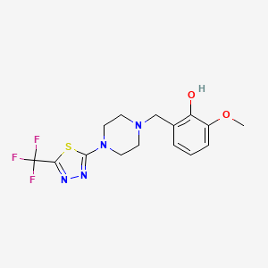 molecular formula C15H17F3N4O2S B3804546 2-methoxy-6-({4-[5-(trifluoromethyl)-1,3,4-thiadiazol-2-yl]piperazin-1-yl}methyl)phenol 