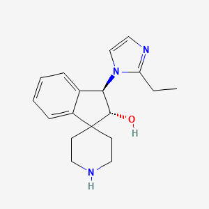 molecular formula C18H23N3O B3804618 (2R*,3R*)-3-(2-ethyl-1H-imidazol-1-yl)-2,3-dihydrospiro[indene-1,4'-piperidin]-2-ol 