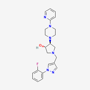 molecular formula C23H27FN6O B3804629 (3S*,4S*)-1-{[1-(2-fluorophenyl)-1H-pyrazol-4-yl]methyl}-4-[4-(2-pyridinyl)-1-piperazinyl]-3-pyrrolidinol 