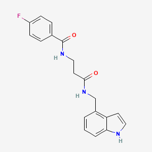 molecular formula C19H18FN3O2 B3804642 4-fluoro-N-{3-[(1H-indol-4-ylmethyl)amino]-3-oxopropyl}benzamide 