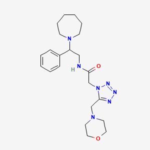 molecular formula C22H33N7O2 B3804654 N-[2-(1-azepanyl)-2-phenylethyl]-2-[5-(4-morpholinylmethyl)-1H-tetrazol-1-yl]acetamide 