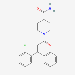 molecular formula C21H23ClN2O2 B3804663 1-[3-(2-chlorophenyl)-3-phenylpropanoyl]-4-piperidinecarboxamide 