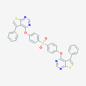 molecular formula C36H22N4O4S3 B380468 Bis{4-[(5-phenylthieno[2,3-d]pyrimidin-4-yl)oxy]phenyl} sulfone 