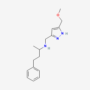 molecular formula C16H23N3O B3804687 N-{[5-(methoxymethyl)-1H-pyrazol-3-yl]methyl}-4-phenylbutan-2-amine 