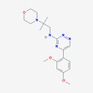molecular formula C19H27N5O3 B3804697 5-(2,4-dimethoxyphenyl)-N-[2-methyl-2-(4-morpholinyl)propyl]-1,2,4-triazin-3-amine 