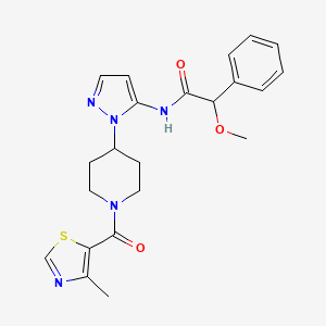 molecular formula C22H25N5O3S B3804710 2-methoxy-N-(1-{1-[(4-methyl-1,3-thiazol-5-yl)carbonyl]-4-piperidinyl}-1H-pyrazol-5-yl)-2-phenylacetamide 