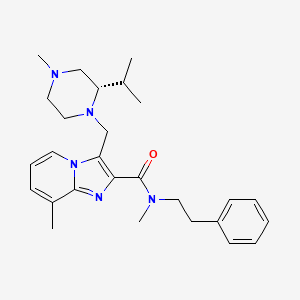 molecular formula C27H37N5O B3804757 3-{[(2S)-2-isopropyl-4-methyl-1-piperazinyl]methyl}-N,8-dimethyl-N-(2-phenylethyl)imidazo[1,2-a]pyridine-2-carboxamide 