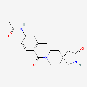 molecular formula C18H23N3O3 B3804780 N-{3-methyl-4-[(3-oxo-2,8-diazaspiro[4.5]dec-8-yl)carbonyl]phenyl}acetamide 
