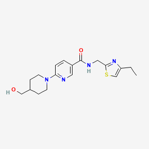 molecular formula C18H24N4O2S B3804813 N-[(4-ethyl-1,3-thiazol-2-yl)methyl]-6-[4-(hydroxymethyl)-1-piperidinyl]nicotinamide 
