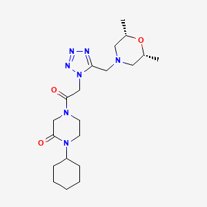 molecular formula C20H33N7O3 B3804819 1-cyclohexyl-4-[(5-{[(2R*,6S*)-2,6-dimethyl-4-morpholinyl]methyl}-1H-tetrazol-1-yl)acetyl]-2-piperazinone 