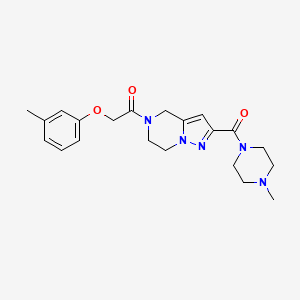molecular formula C21H27N5O3 B3804834 5-[(3-methylphenoxy)acetyl]-2-[(4-methylpiperazin-1-yl)carbonyl]-4,5,6,7-tetrahydropyrazolo[1,5-a]pyrazine 