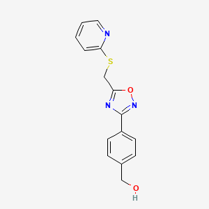 molecular formula C15H13N3O2S B3804840 (4-{5-[(2-pyridinylthio)methyl]-1,2,4-oxadiazol-3-yl}phenyl)methanol 