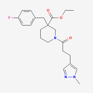molecular formula C22H28FN3O3 B3804863 ethyl 3-(4-fluorobenzyl)-1-[3-(1-methyl-1H-pyrazol-4-yl)propanoyl]-3-piperidinecarboxylate 