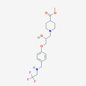 molecular formula C19H27F3N2O4 B3804871 methyl 1-[2-hydroxy-3-(4-{[(2,2,2-trifluoroethyl)amino]methyl}phenoxy)propyl]-4-piperidinecarboxylate 