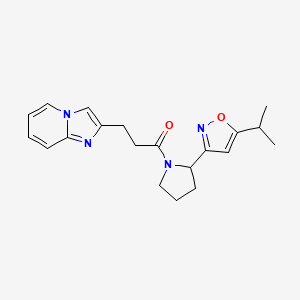 molecular formula C20H24N4O2 B3804882 2-{3-[2-(5-isopropylisoxazol-3-yl)pyrrolidin-1-yl]-3-oxopropyl}imidazo[1,2-a]pyridine 