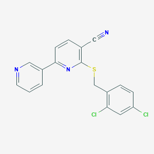 molecular formula C18H11Cl2N3S B380489 2-[(2,4-Dichlorophenyl)methylsulfanyl]-6-pyridin-3-ylpyridine-3-carbonitrile 