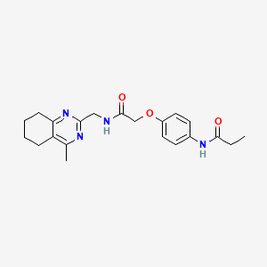 molecular formula C21H26N4O3 B3804892 N-[4-(2-{[(4-methyl-5,6,7,8-tetrahydroquinazolin-2-yl)methyl]amino}-2-oxoethoxy)phenyl]propanamide 