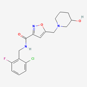 molecular formula C17H19ClFN3O3 B3804905 N-(2-chloro-6-fluorobenzyl)-5-[(3-hydroxy-1-piperidinyl)methyl]-3-isoxazolecarboxamide 