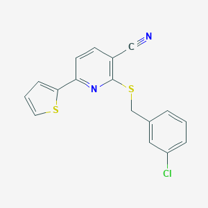 molecular formula C17H11ClN2S2 B380491 2-[(3-Chlorobenzyl)sulfanyl]-6-(thiophen-2-yl)pyridine-3-carbonitrile 
