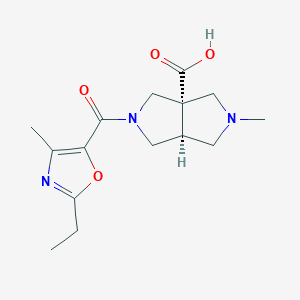 molecular formula C15H21N3O4 B3804912 (3aS*,6aS*)-2-[(2-ethyl-4-methyl-1,3-oxazol-5-yl)carbonyl]-5-methylhexahydropyrrolo[3,4-c]pyrrole-3a(1H)-carboxylic acid 